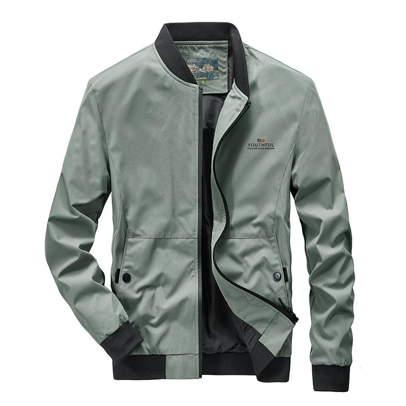 Men's sage-green lightweight waterproof windbreaker jacket Stevvex with black cuffs on Tampa Home & Garden Store