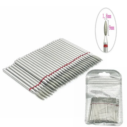 50pc diamond nail drill bit set Silcy Skin silver metal manicure bits for cuticle cleanup on Tampa Home & Garden Store