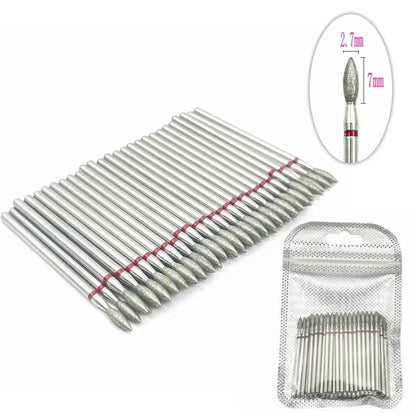 Diamond nail drill bit set 50pc by Silcy Skin, silver cutters for manicure in a zip pouch on Tampa Home & Garden Store