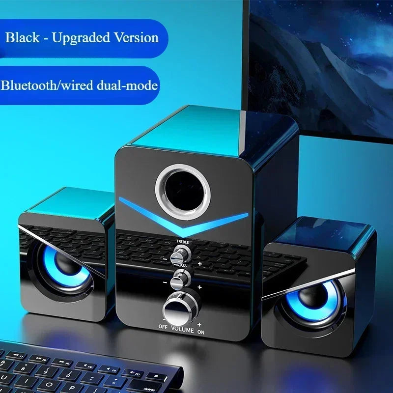 USB Desktop Speakers with Mic by UpTrend Deals, black glossy wired stereo computer speakers on Tampa Home & Garden Store