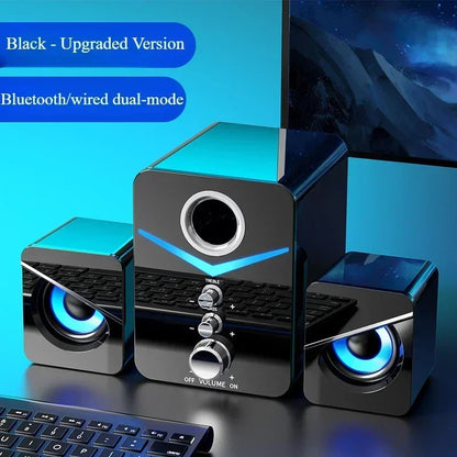 USB Desktop Speakers with Mic by UpTrend Deals, black glossy wired stereo computer speakers on Tampa Home & Garden Store
