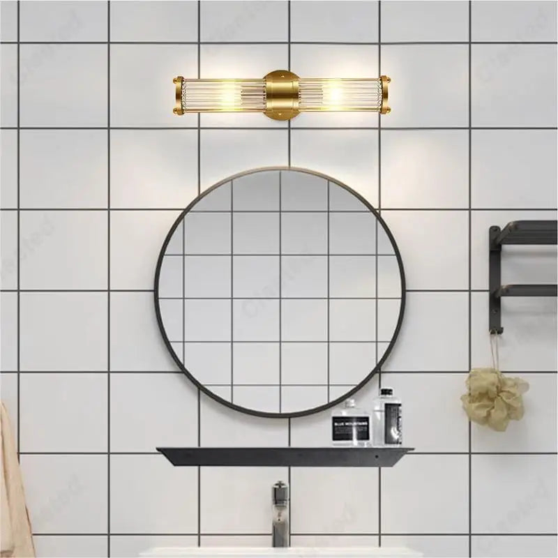 Perfecsy modern LED European crystal wall lamp with gold finish and glass tube bar design on Tampa Home & Garden Store