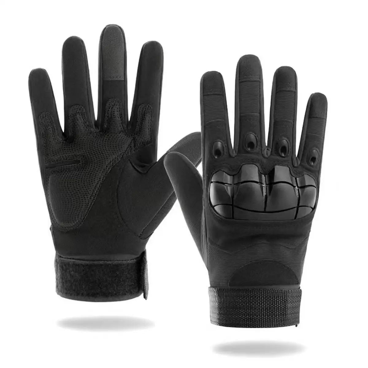 Tactical Sports Gloves Touch Design black knuckle-protected BikerZoneZ with Velcro wrist strap on Tampa Home & Garden Store
