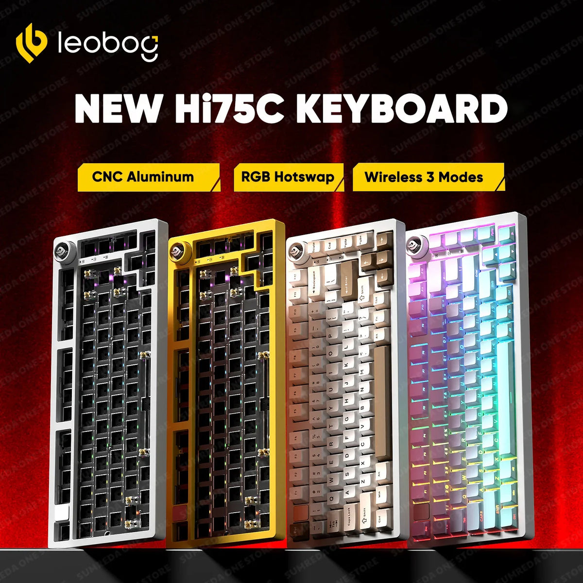 Leobog Hi75C aluminum wireless mechanical keyboard kit; 4 color frames on Tampa Home & Garden Store