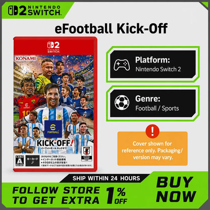 Nintendo Switch 2 eFootball Kick-Off physical game in red case with Konami art Football on Tampa Home & Garden Store