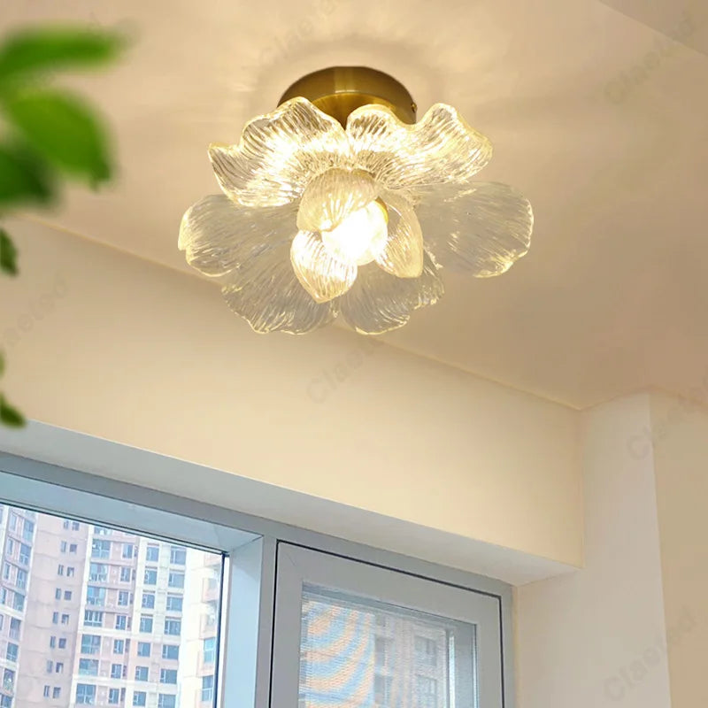 Perfecsy Minimalist LED Flower Petal Ceiling Lamp with glass petals and brass mount E27 on Tampa Home & Garden Store