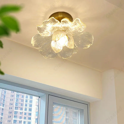 Perfecsy Minimalist LED Flower Petal Ceiling Lamp with glass petals and brass mount E27 on Tampa Home & Garden Store