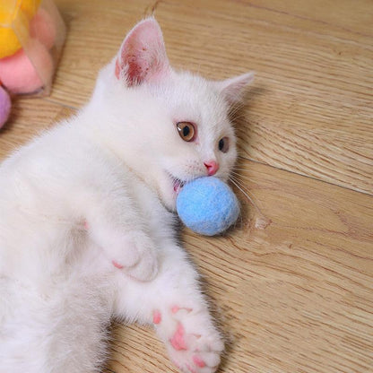 Cat ball toy set Stevvex 12Pcs stretch plush colorful kitten play balls blue on Tampa Home & Garden Store