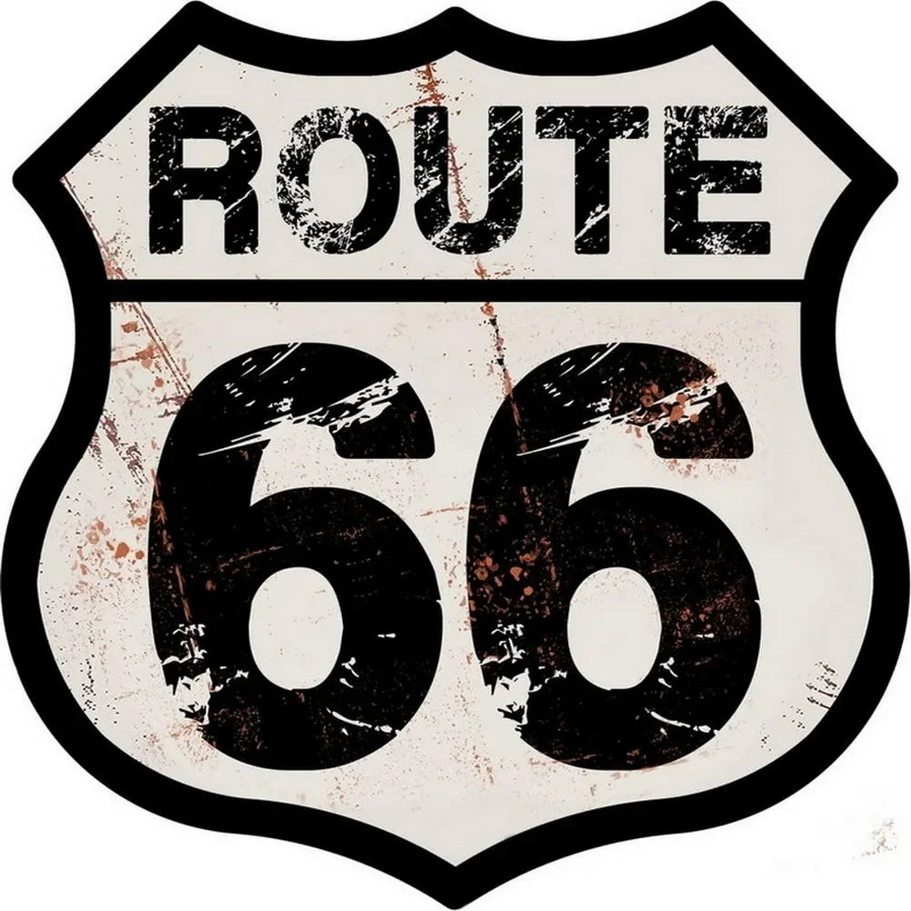 Route 66 shield metal tin sign poster distressed vintage look bold black 66 by BikerZoneZ on Tampa Home & Garden Store