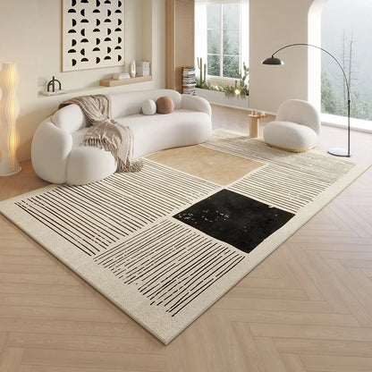 VIKAMA cream living room floor mat anti-slip rug with beige black stripe pattern Perfecsy on Tampa Home & Garden Store