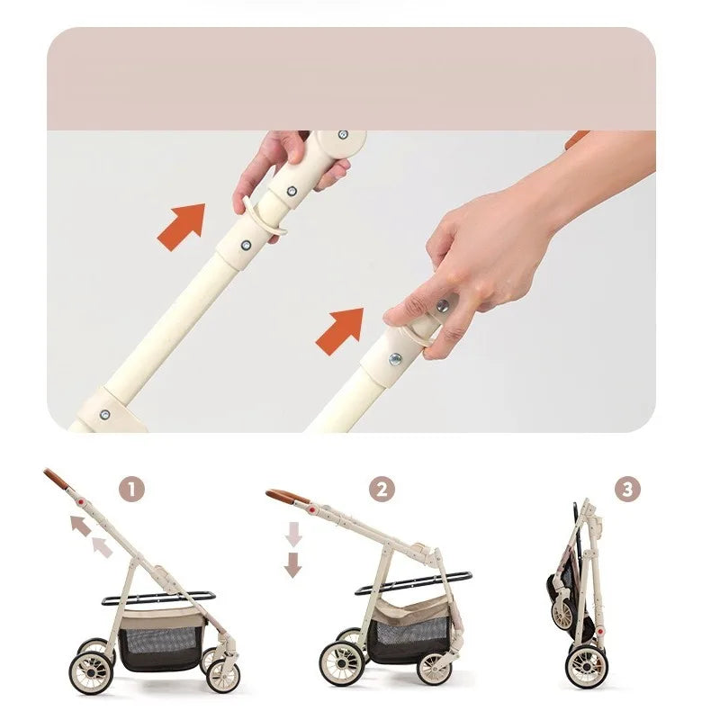 Pet Zen 3-in-1 pet stroller with detachable carrier, beige frame and 4-wheel brakes on Tampa Home & Garden Store