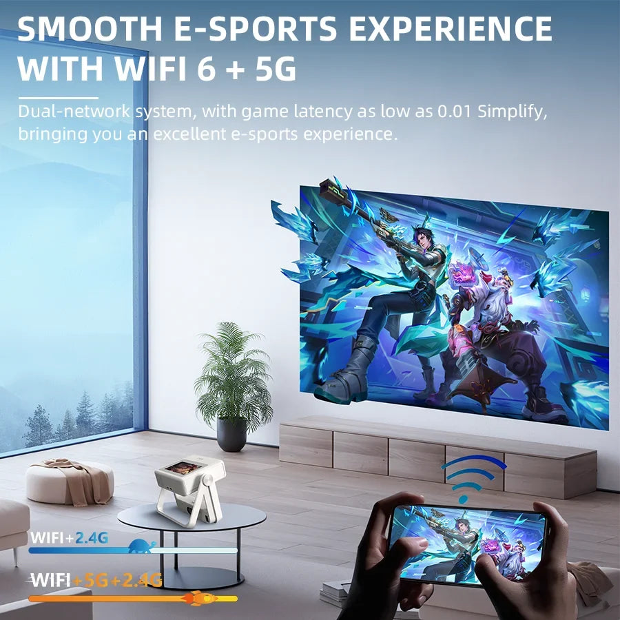 4K touch screen projector, white, with WiFi Bluetooth and auto focus for home theater on Tampa Home & Garden Store