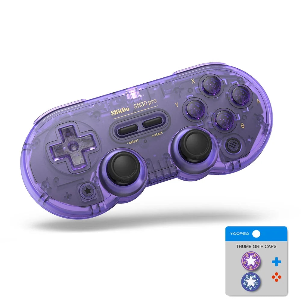8BitDo SN30 Pro Bluetooth gamepad controller, translucent purple shell; includes Yoopeo caps on Tampa Home & Garden Store