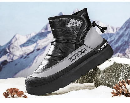 Mens Winter Ankle Boots black gray synthetic upper with rugged tread sole and ZOROGI branding on Tampa Home & Garden Store