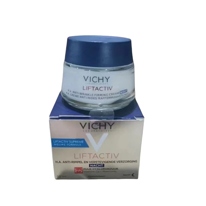 Vichy LiftActiv anti-wrinkle night cream jar on blue and white box packaging Silcy Skin on Tampa Home & Garden Store