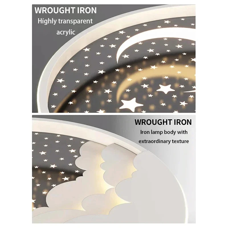 DecorBites Kids LED ceiling light for nursery with starry night sky pattern and cloud cutouts on Tampa Home & Garden Store