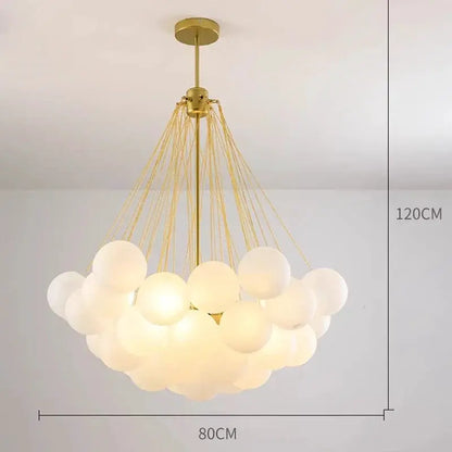 DecorBites LED pendant chandelier with gold finish and white globe lights for modern living on Tampa Home & Garden Store