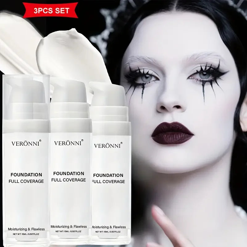 White liquid foundation full-coverage cream formula 3pc set VERONNI bottles on Tampa Home & Garden Store