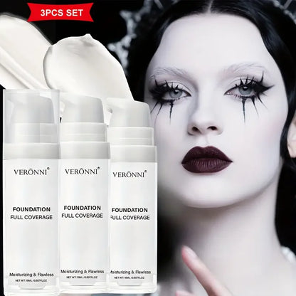 White liquid foundation full-coverage cream formula 3pc set VERONNI bottles on Tampa Home & Garden Store