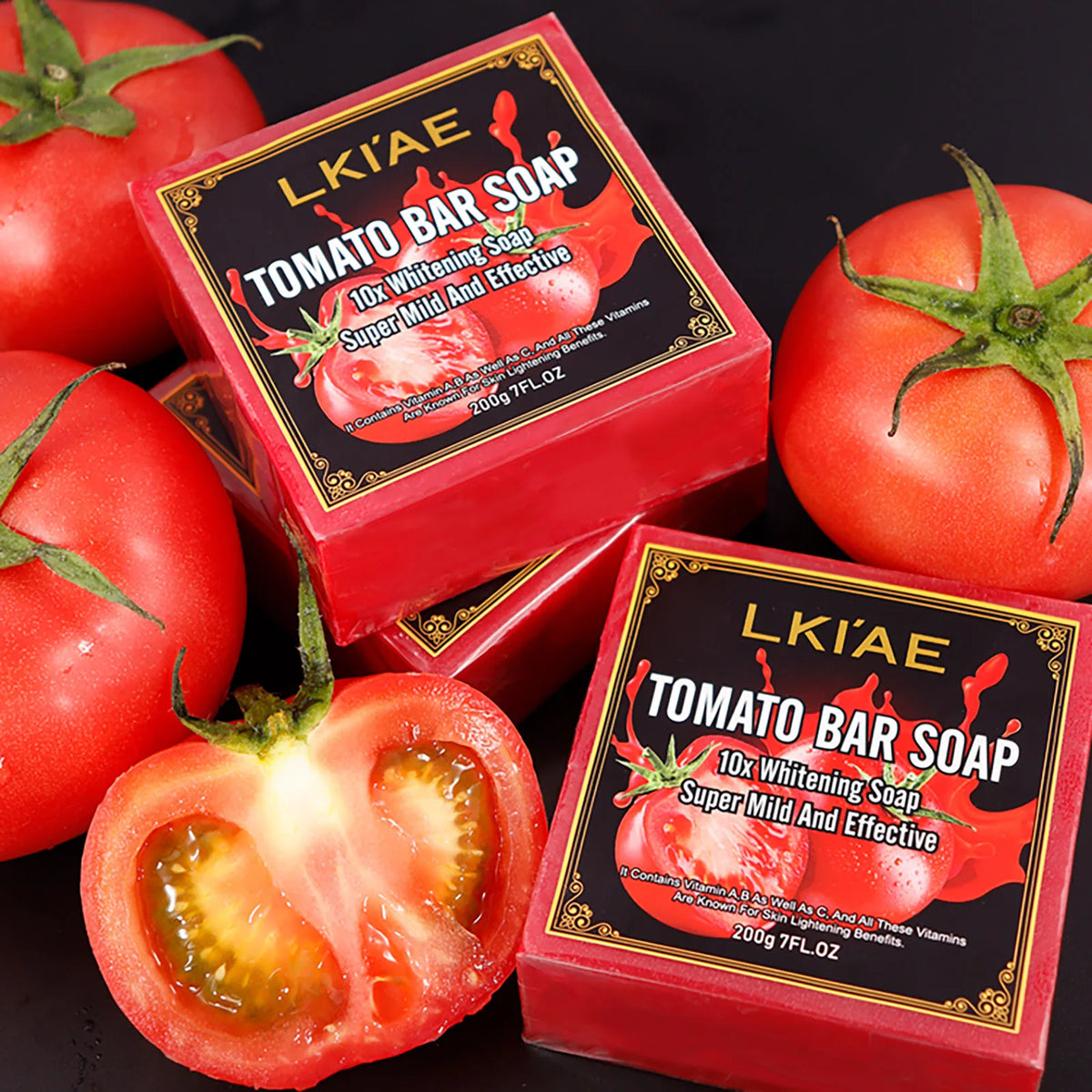 LKIAE Tomato Bar Soap box by Silcy Skin in red packaging with gold border label on Tampa Home & Garden Store