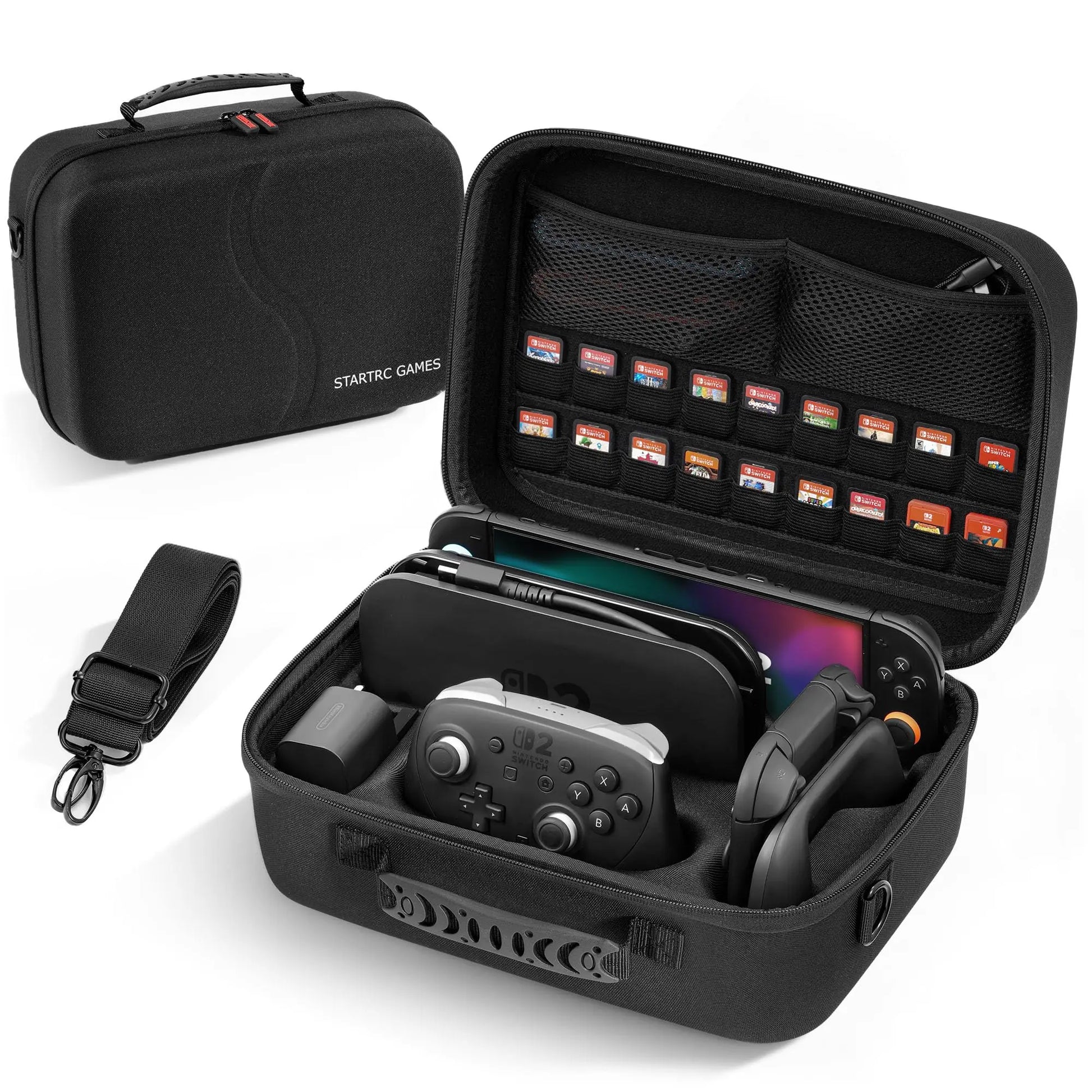 Black Nintendo Switch 2 travel case hard shell with cartridge slots FLIPSTYLEZLLC on Tampa Home & Garden Store