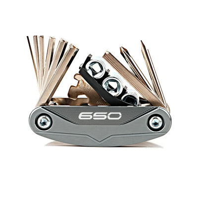 BikerZoneZ Motorcycle/Bicycle Multi-Tool in gray metal with folding hex keys 650 on handle on Tampa Home & Garden Store