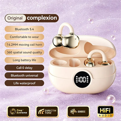 Gold wireless earclip headset with charging case and Bluetooth, long battery life on Tampa Home & Garden Store