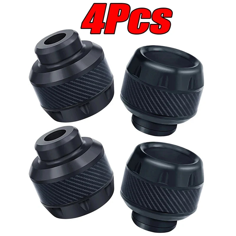 4pcs BikerZoneZ motorcycle front fork slider cups in black carbon fiber pattern on Tampa Home & Garden Store