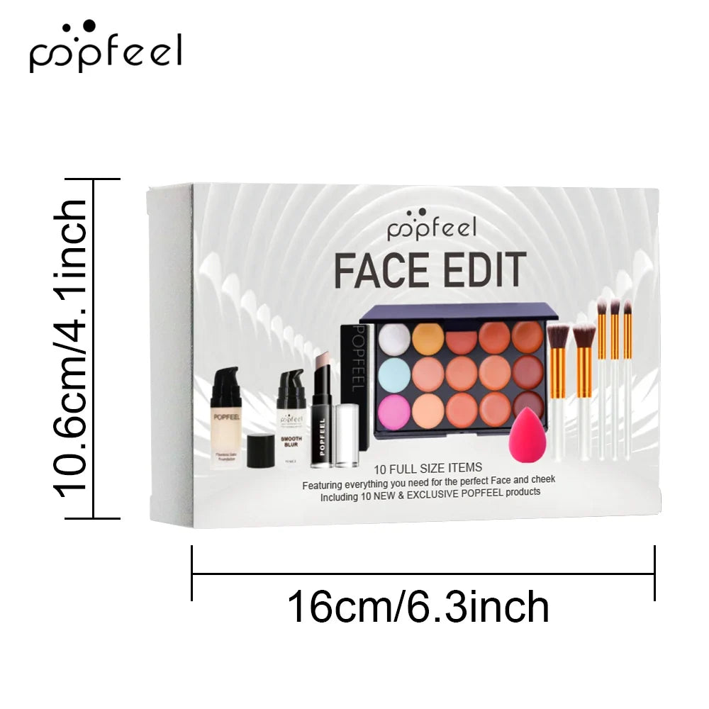 POPFEEL 10-piece face makeup set with foundation, concealer and brush kit, includes palette on Tampa Home & Garden Store