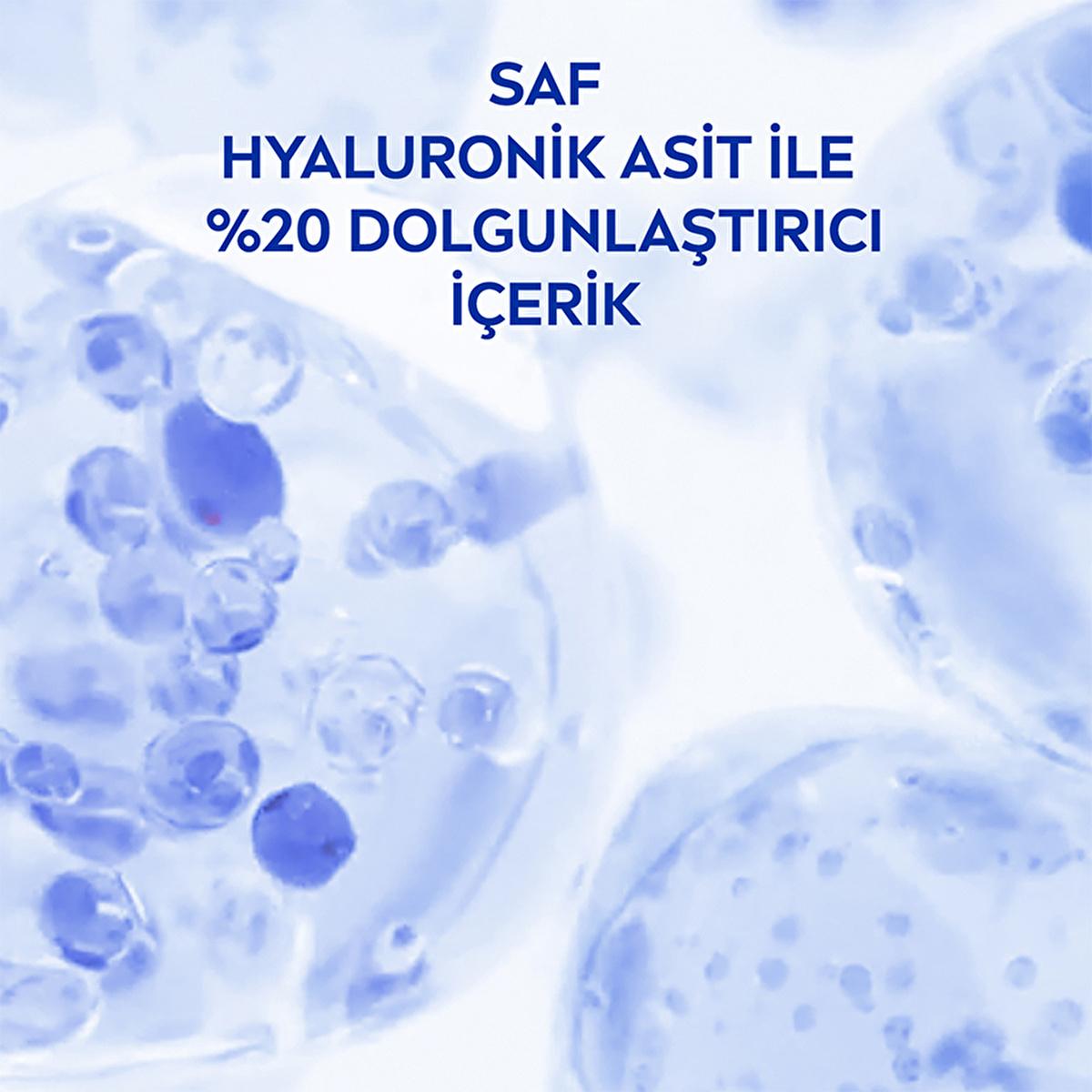 Face serum Beauty Care Bag Hyaluronic acid 20% filler content on blue promo background on Tampa Home & Garden Store