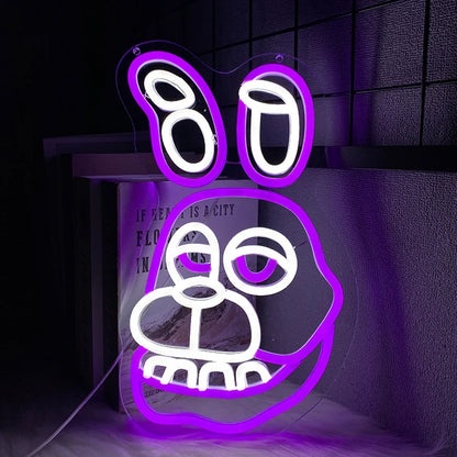 Bonnie The Rabbit Neon Sign purple/white USB powered wall decor Perfecsy on Tampa Home & Garden Store