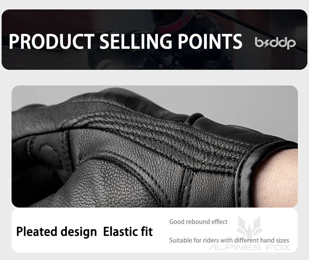Vintage Real Leather Breathable Touch Screen Gloves by BikerZoneZ, black motorcycle gloves on Tampa Home & Garden Store