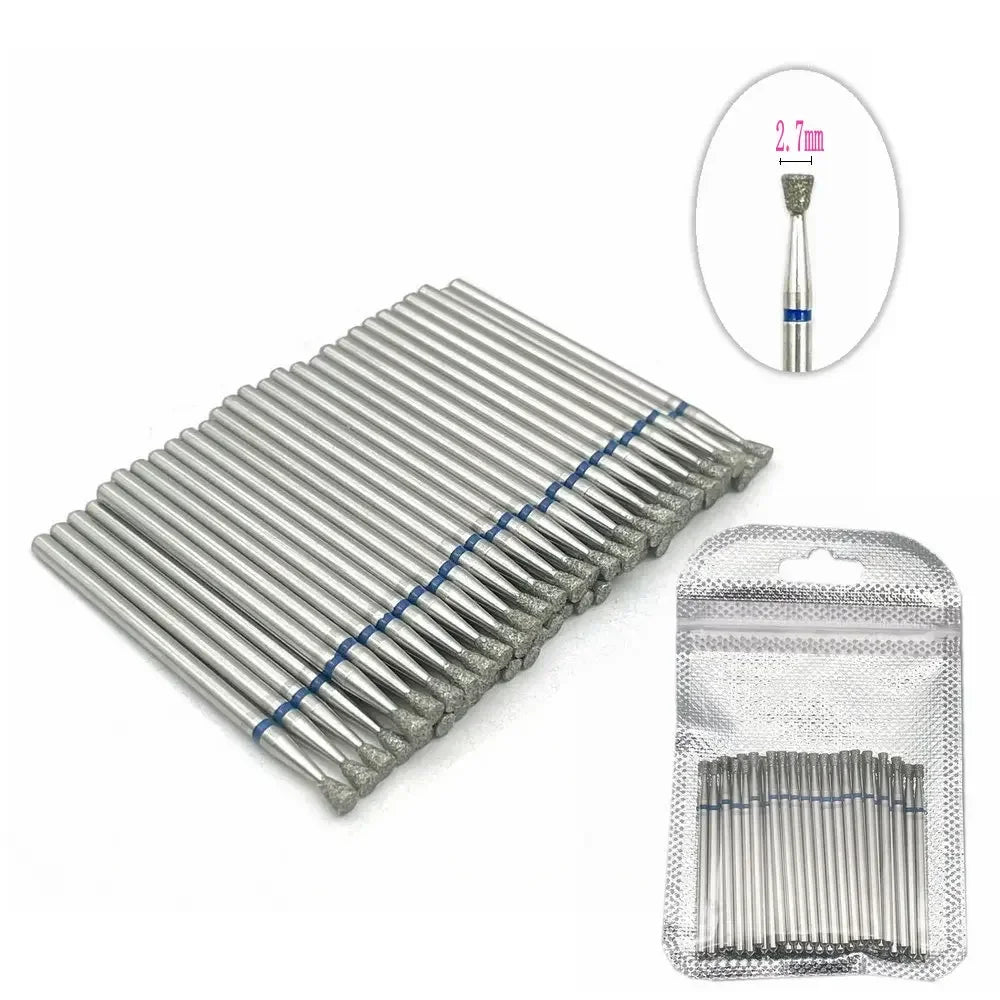 Silcy Skin 50pc diamond nail drill bit set in silver with diamond-coated tips for manicure on Tampa Home & Garden Store