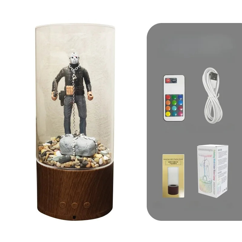 Jason Voorhees Friday 13th water lantern by Perfecsy with figure in glass dome on rocky base on Tampa Home & Garden Store