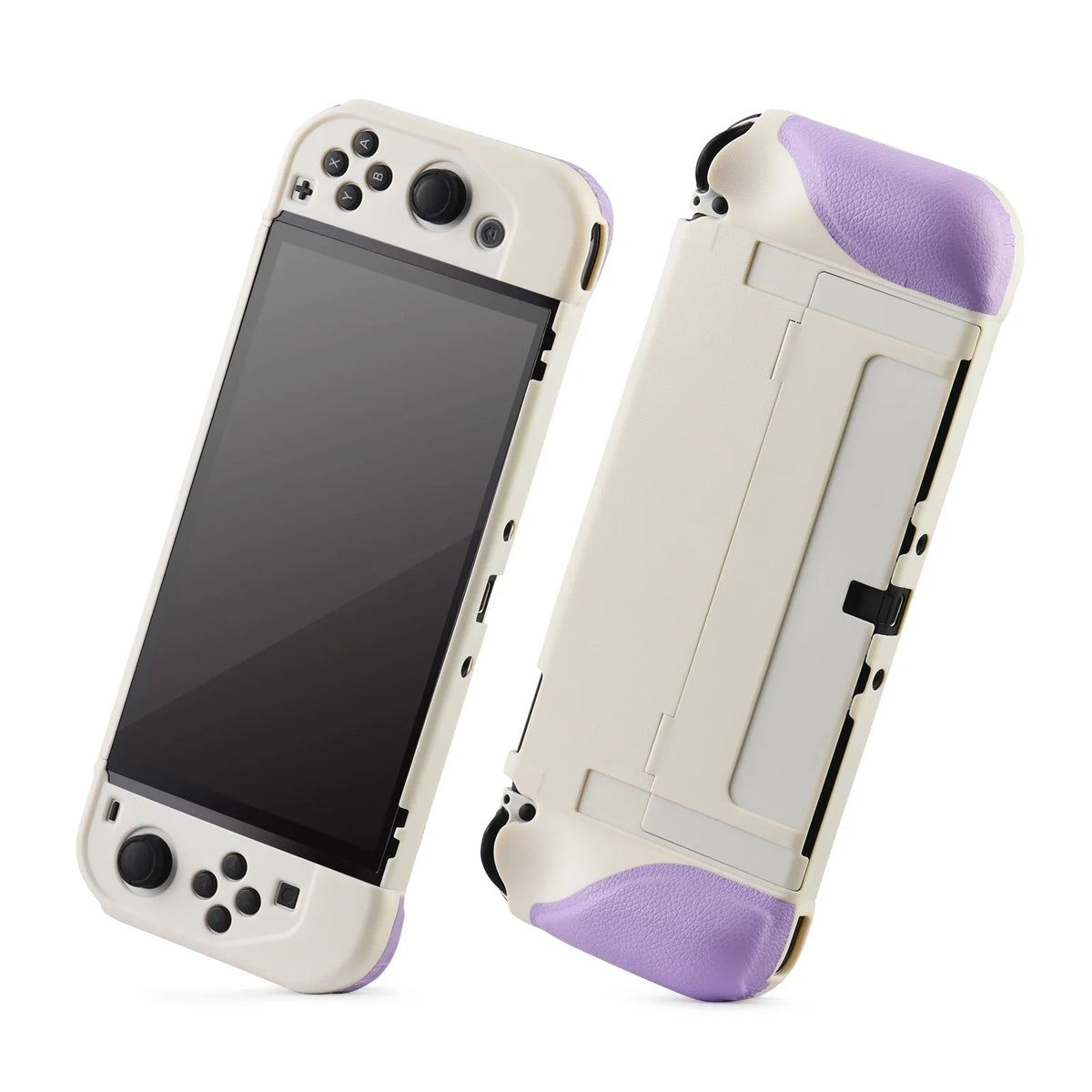 Switch OLED all-in-one case with silicone grip in cream and lavender accents FLIPSTYLEZLLC on Tampa Home & Garden Store