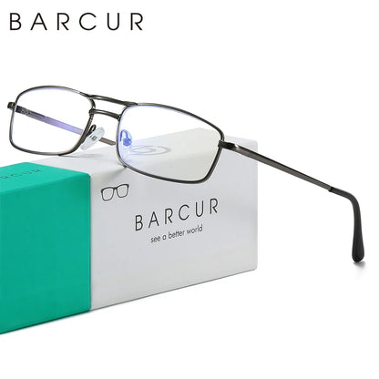 BARCUR reading glasses ultra-light alloy double-bar rectangular frame with transparent lenses on Tampa Home & Garden Store