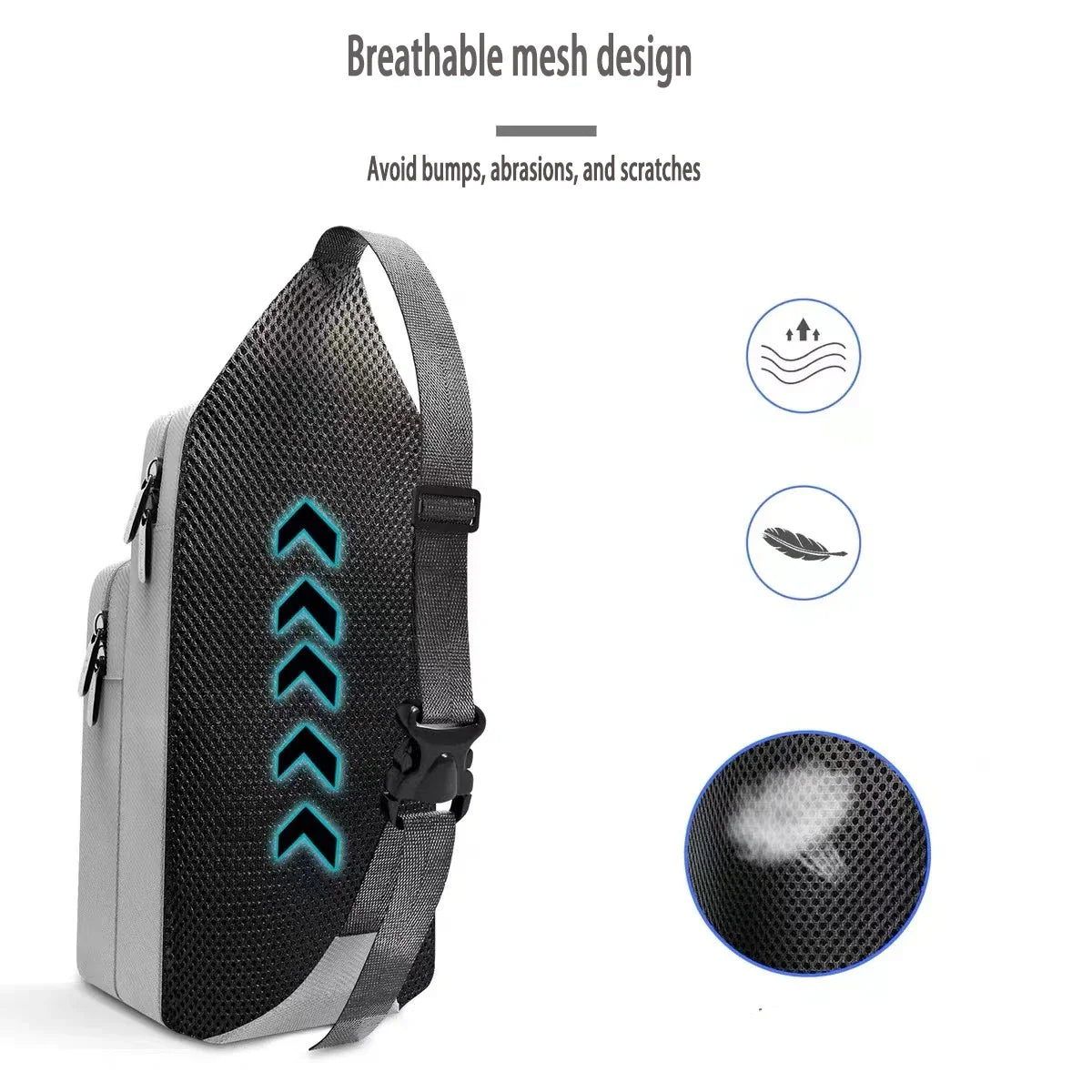 Crossbody game console bag with breathable black mesh back panel and grey strap; fits Switch on Tampa Home & Garden Store