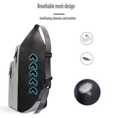 Crossbody game console bag with breathable black mesh back panel and grey strap; fits Switch on Tampa Home & Garden Store