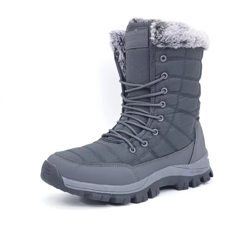 Men's Winter Snow Boot by UpTrend Deals, waterproof gray boot with faux fur lining on Tampa Home & Garden Store