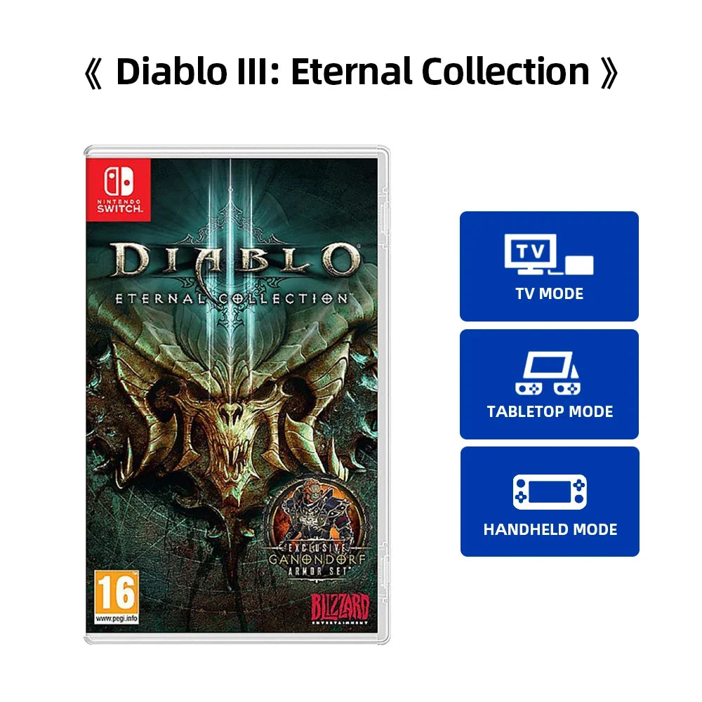Nintendo Switch game Diablo III Eternal Collection with TV/Tabletop/Handheld mode icons on Tampa Home & Garden Store