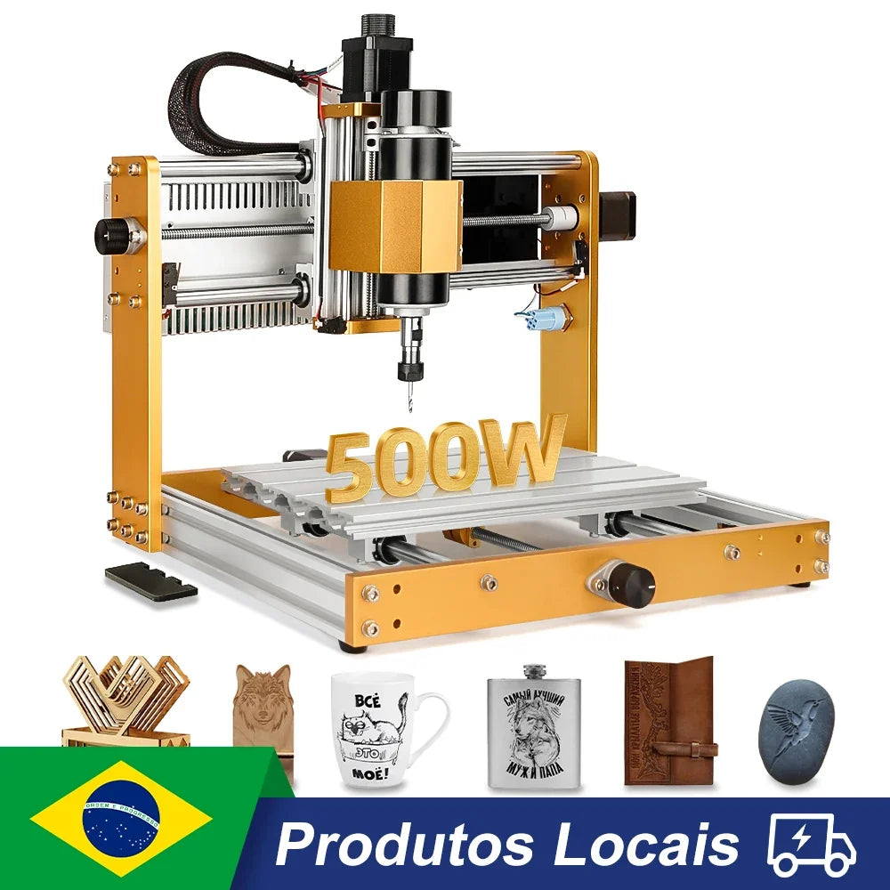 3018Pro Max CNC Router Machine by UpTrend Deals, 500W all-aluminum frame in gold on Tampa Home & Garden Store
