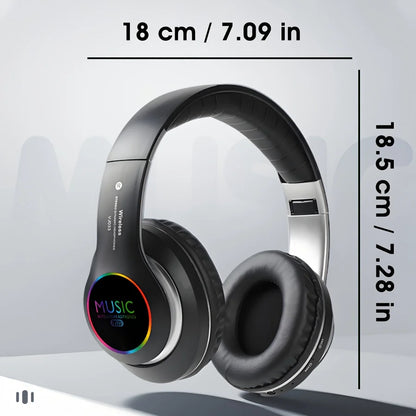 Wireless Bluetooth 5.0 HiFi Over-Ear Headphones by FLIPSTYLEZLLC with rainbow LED logo on Tampa Home & Garden Store
