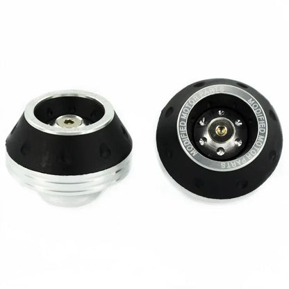 4PCS Motorcycle Front Fork Slider Cups BikerZoneZ, black rubber with silver rings on Tampa Home & Garden Store