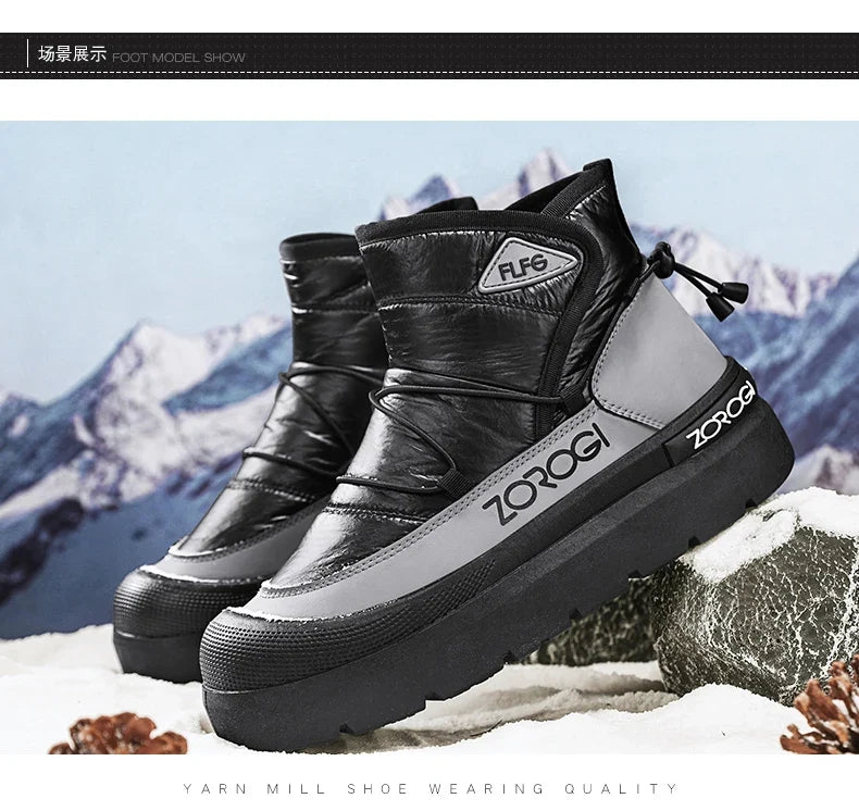 Mens Winter Ankle Boots UpTrend Deals black gray faux leather with ZOROGI logo rugged sole on Tampa Home & Garden Store