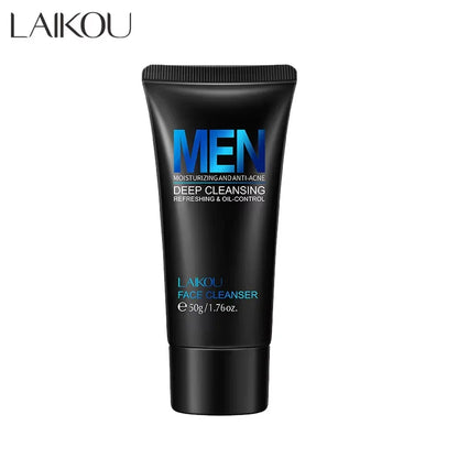 LAIKOU men facial cleanser tube in black packaging with blue MEN label, 50g on Tampa Home & Garden Store