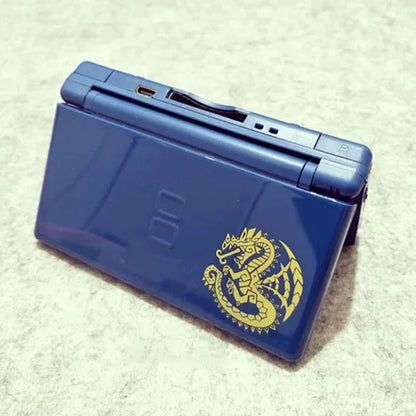 Blue refurbished handheld game console shell with gold dragon emblem, fits GBA/NDS/NDSL on Tampa Home & Garden Store