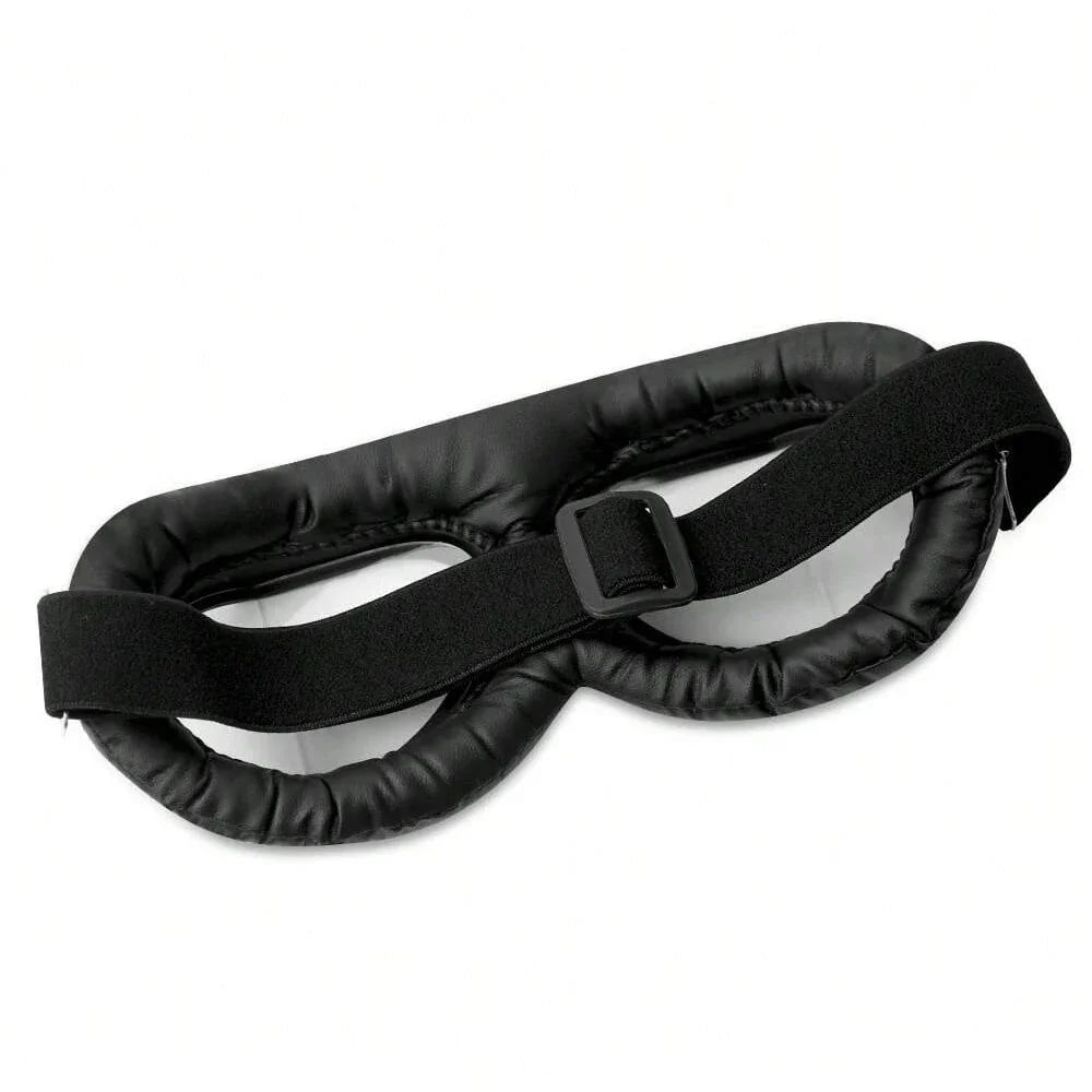 Motorcycle Leather Retro Goggles black padded leather frame adjustable strap BikerZoneZ on Tampa Home & Garden Store