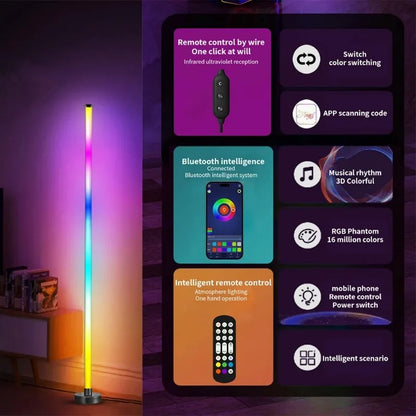 Perfecsy LED Atmosphere Floor Lamp with RGB gradient, remote and app control mood lighting on Tampa Home & Garden Store