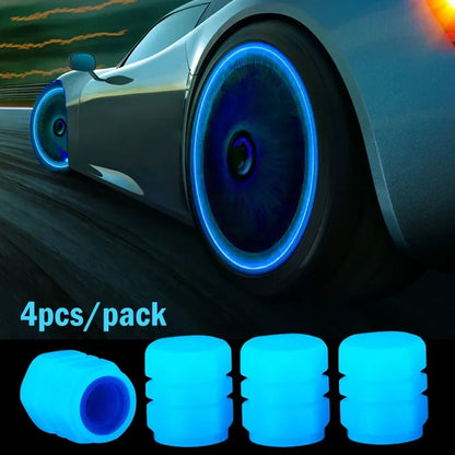 Luminous Valve Stem Caps blue glow, dustproof caps, 4pcs pack by BikerZoneZ on Tampa Home & Garden Store
