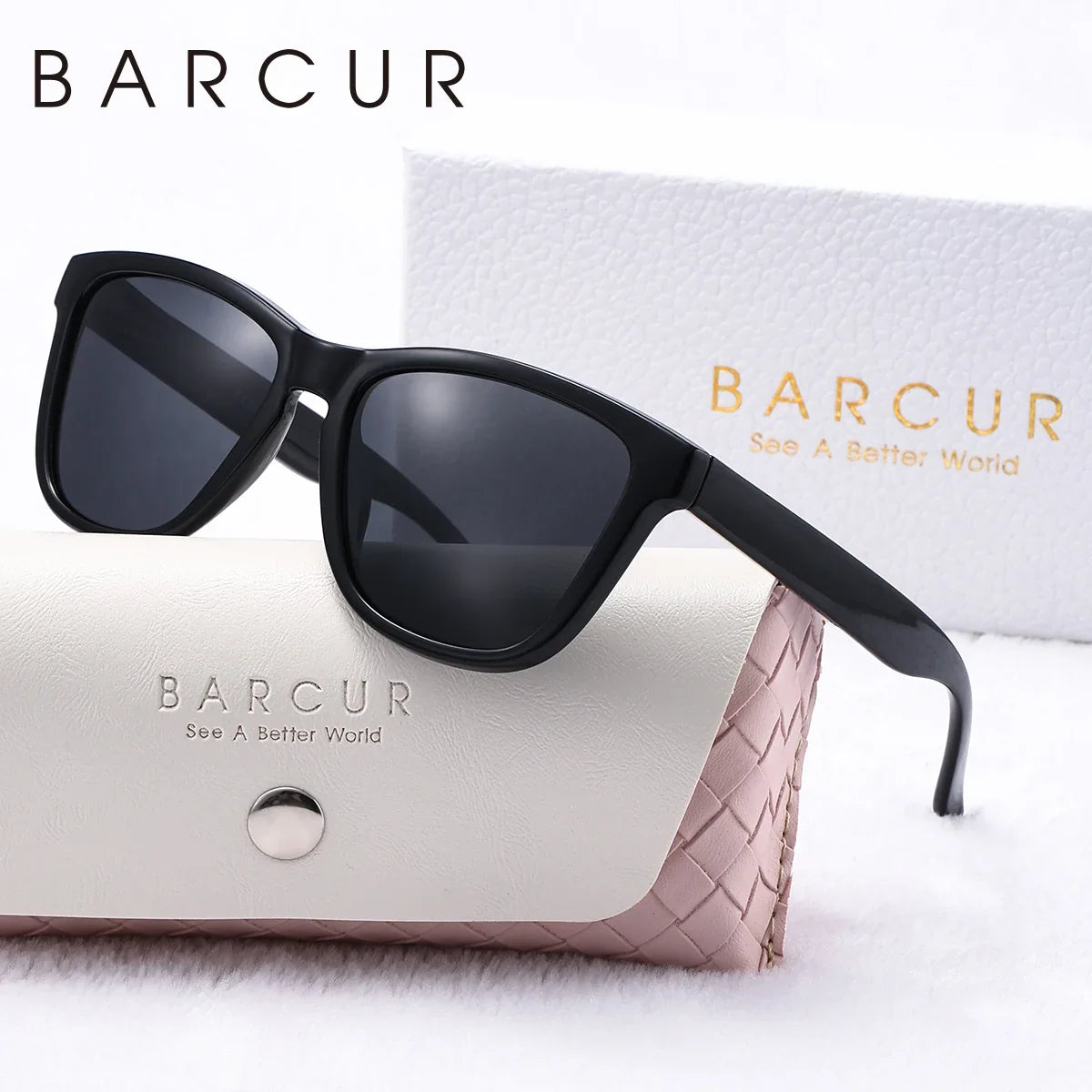 BARCUR polarized sunglasses for women with black transparent PC frame and mirrored UV400 lenses on Tampa Home & Garden Store